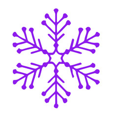 Vibrant purple snowflake illustration on a clean white background, symbolizing winter and frost.