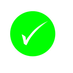 Green circle with a white check mark icon on transparent background