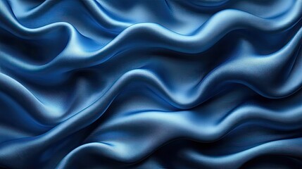 Fototapeta premium Abstract Draped Blue Fabric Soft Waves Texture