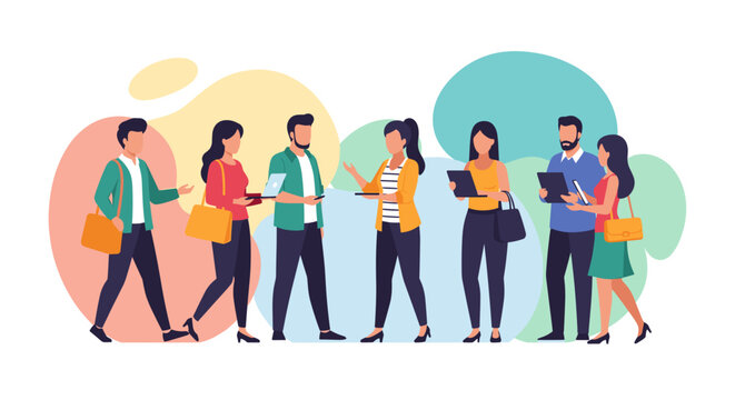 Diverse group of young professionals collaborating and networking. Ideal for concepts of teamwork, modern business, education, or career development. - Powered by Adobe