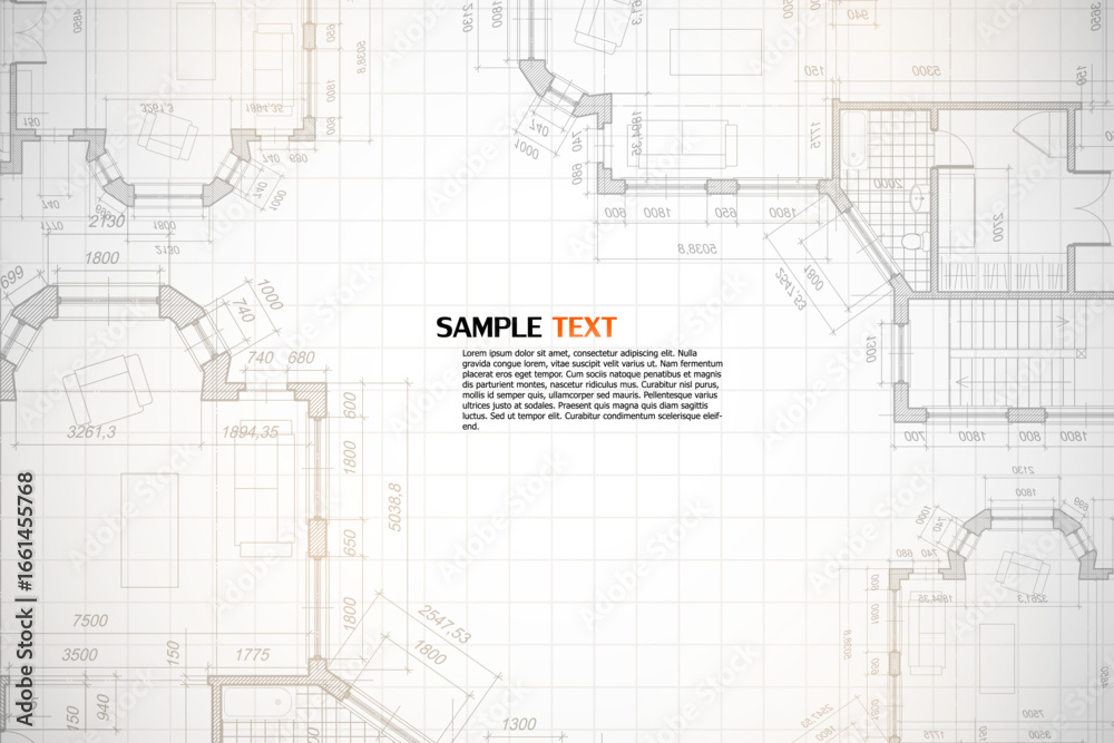 Wall mural architectural background. building construct plan. interior design sketch draw. home floor architect