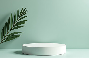 minimalist podium frosted linen background single pressed evergreen minimal