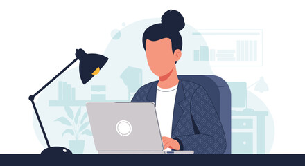 Professional working on a laptop in a modern office, focusing on productivity and online tasks. Ideal for business, remote work, or technology concepts.