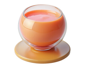 Fresh peach smoothie in a modern glass orange coaster fruity drink refreshment summer beverage healthy lifestyle minimalist design 3d illustration isolated on transparent background