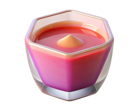 Glossy pink liquid in modern hexagon glass design isolated 3d illustration isolated on transparent background