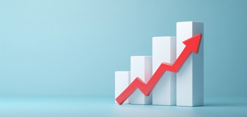The growth chart displaying an upward trend with red arrow representing success.