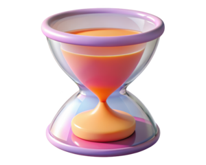 Hourglass sand timer pastel colors flowing sand duration deadline time management concept 3d illustration isolated on transparent background