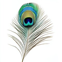 Obraz premium Close-up of a peacock feather, vibrant colors, and detailed vane structure