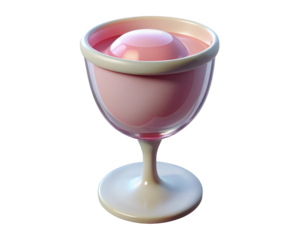 Pink cocktail glass with creamy drink modern minimalist design 3d illustration isolated on transparent background