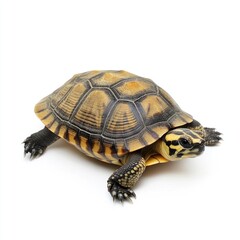 Fototapeta premium Small turtle with patterned shell, viewed from above