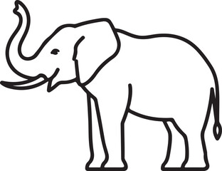 Simple Outline Drawing of an Elephant black and white