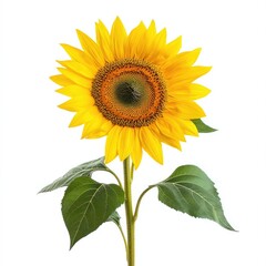 Fototapeta premium Single sunflower against white background (6)