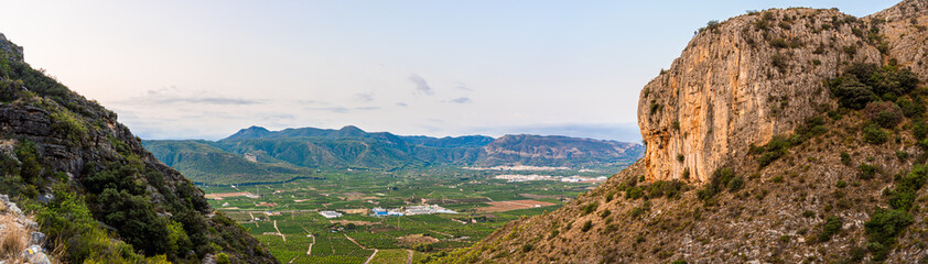 Wild landscape with mountains on a cloudy day, in Tavernes de La Valldigna, Comunidad valenciana (Spain