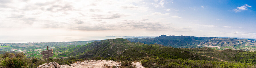 Fototapeta premium Wild landscape with mountains on a cloudy day, in Tavernes de La Valldigna, Comunidad valenciana (Spain