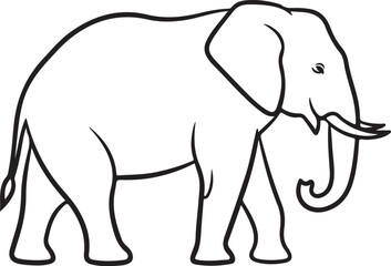Black and White Line Art of an Elephant animal mammal