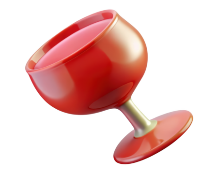Stylish red wine glass elegant barware design liquid beverage alcohol drink illustration 3d illustration isolated on transparent background - Powered by Adobe