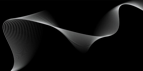 Futuristic perspective grid box. Abstract wireframe with white grid line on black background. eps 10