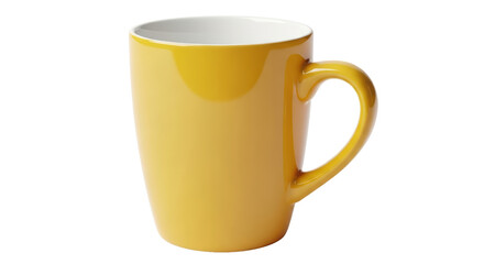 Isolated Plain Yellow Ceramic Coffee Mug