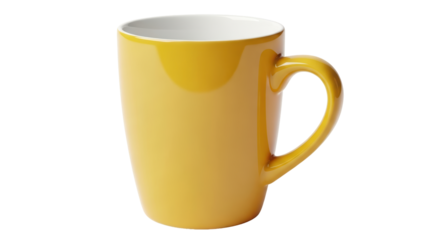 Isolated Plain Yellow Ceramic Coffee Mug