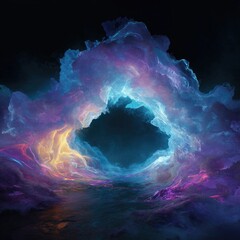 Abstract swirling clouds, glowing portal