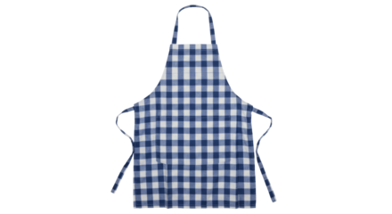 Blue plaid apron png isolated on transparent background