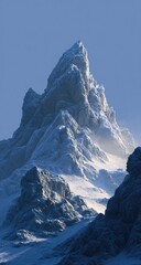 Obraz premium Snowy mountain peak, dramatic light