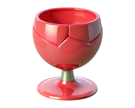 Stylized red goblet design with metallic base unusual drinkware concept for modern tableware3d illustration isolated on transparent background