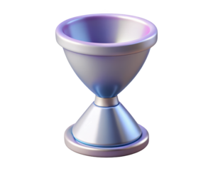 Stylized trophy cup clean minimalist isolated award ceremony design celebration achievement silver finish 3d illustration isolated on transparent background