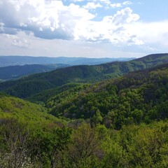 Fototapeta premium Mountain range view from scenic overlook