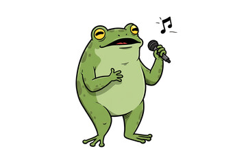 Obraz premium Singing Frog Cartoon Illustration png, isolated on transparent background