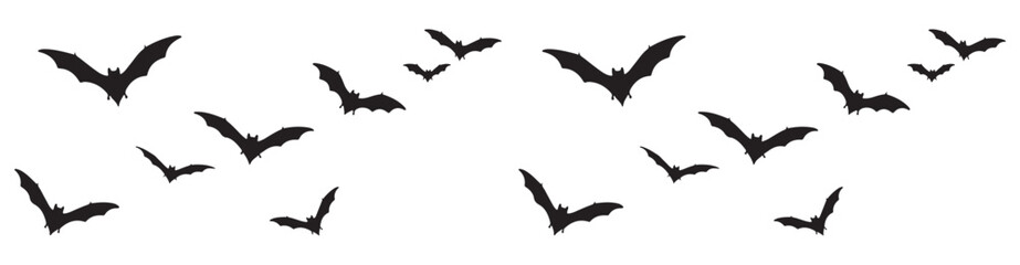 Flock of Flying Bat Silhouettes Illustration