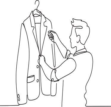 man adjusting suit jacket on hanger clip art preview