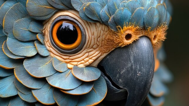 Hyacinth Macaw Eye Feather Detail Close Up
