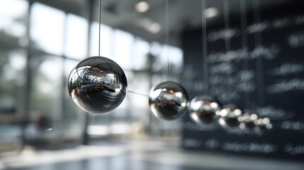 Newton's cradle pendulum balls kinetic energy physics demonstration science education motion momentum experiment 100