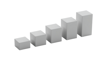 Minimalist 3D Cube Bar Chart Growing Graph Illustration Design