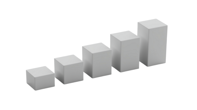 Minimalist 3D Cube Bar Chart Growing Graph Illustration Design