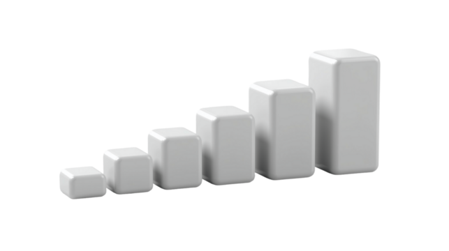 Simple 3D Style Growing Bar Chart Graph Diagram Illustration Icon