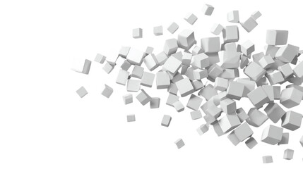 Abstract White Cube Explosion Concept on a Black Background Illustration