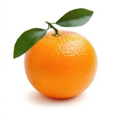 Fresh orange with leaves on white background