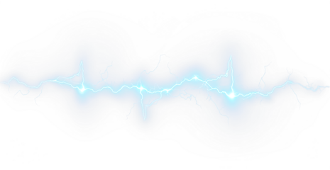 Lightning, electric, storm, power, strike blue bolt PNG effect on transparent background. Overlay PNG for thunder, energy, flash, shock, zap, electricity design.