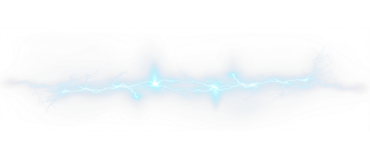 Lightning, electric, storm, power, strike blue bolt PNG effect on transparent background. Overlay PNG for thunder, energy, flash, shock, zap, electricity design.