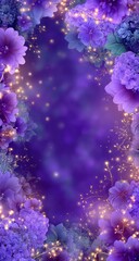 Floral frame,  purple,  glowing lights