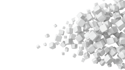 Abstract Smooth White 3D Cube Cluster on Black Background Illustration
