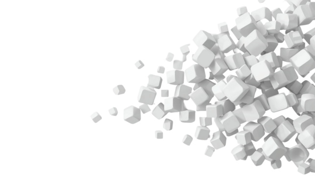 Abstract Smooth White 3D Cube Cluster on Black Background Illustration