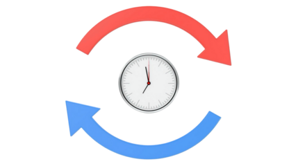 Modern 3D Clock with Cycle Arrows Representing Time Management Concept