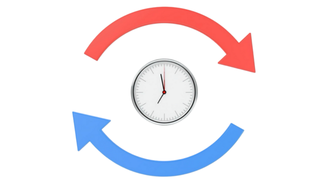 Modern 3D Clock with Cycle Arrows Representing Time Management Concept