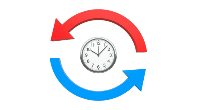 Abstract 3D Wall Clock with Arrows Showing Circular Motion Time Cycle