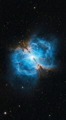 Fototapeta premium Blue nebula with golden stardust in space