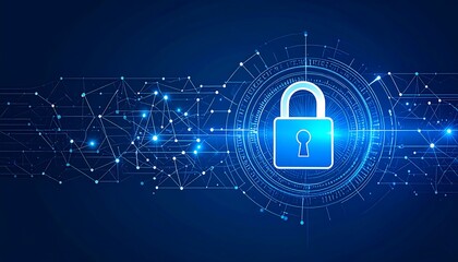 Digital security lock network graphic
