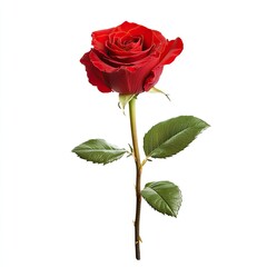 Single red rose on white background (5)